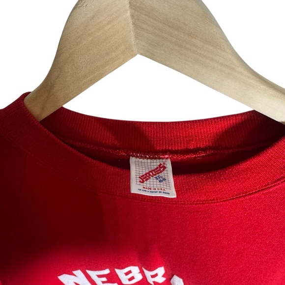 Vintage Nebraska Huskers Crewneck Sweatshirt Red Spellout Jerzees Size XXL - Picture 4 of 5